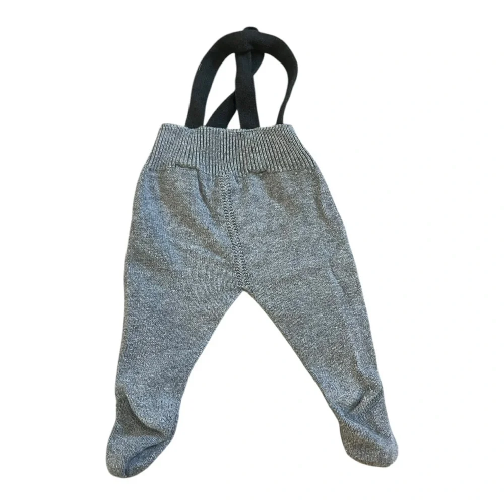 Tocoto Vintage Tights Overalls Grey Wool Blend Size 6 Months